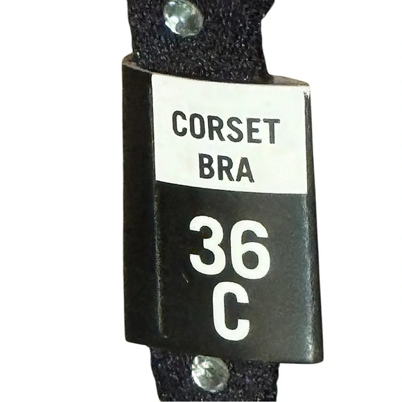 STEVE MADDEN Rhinestone Glam Corset BLACK Silky Soft SZ 36C - Picture 6 of 9